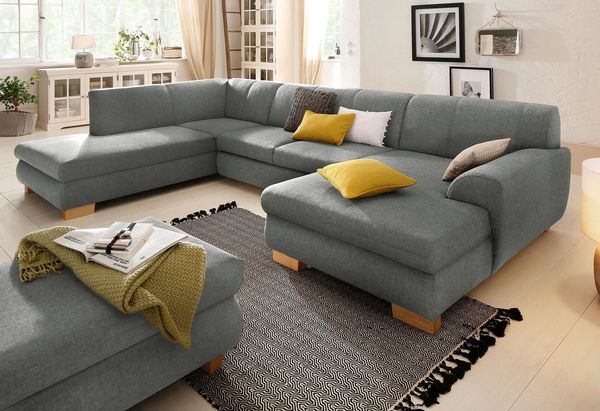 Home affaire Wohnlandschaft Nika U-Form, Wohnlandschaft, MELROSE®/Struktur oder Struktur fein