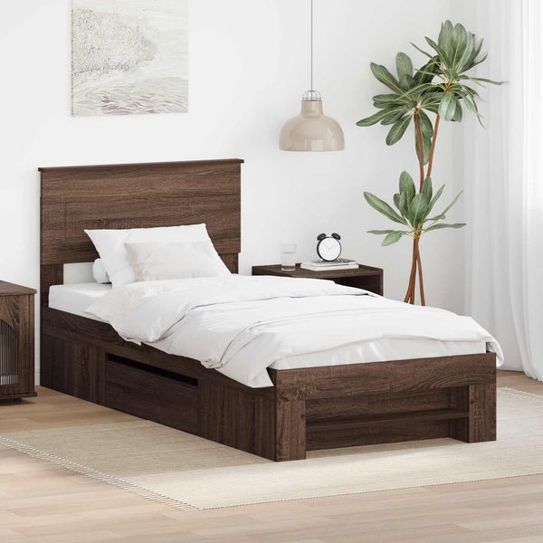 vidaXL Bettrahmen Braun Eichen-Optik 80 x 200 cm Holzwerkstoff 3408815