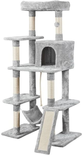 Yaheetech Kratzbaum 160 cm (H), Katzenbaum Spielhaus für Katzen, mit Katzenhaus & Hängematte