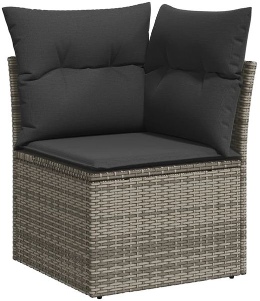 vidaXL 9-tlg. Garten-Sofagarnitur mit Kissen Grau Poly Rattan 3327168 Bild 6