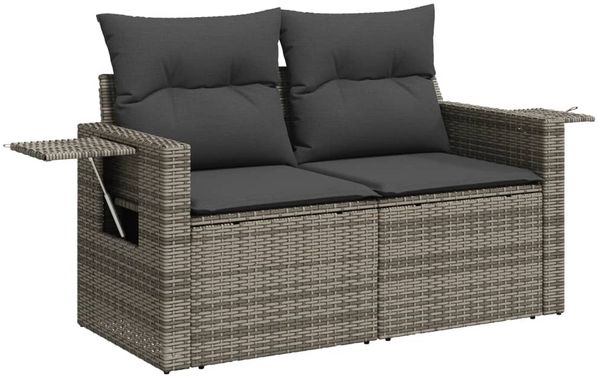 vidaXL 9-tlg. Garten-Sofagarnitur mit Kissen Grau Poly Rattan 3327168 Bild 3