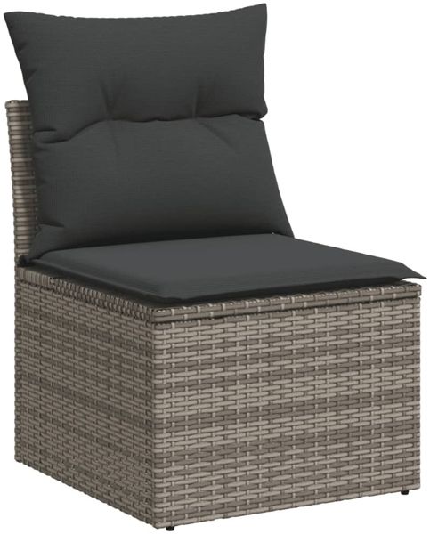 vidaXL 9-tlg. Garten-Sofagarnitur mit Kissen Grau Poly Rattan 3327168 Bild 5