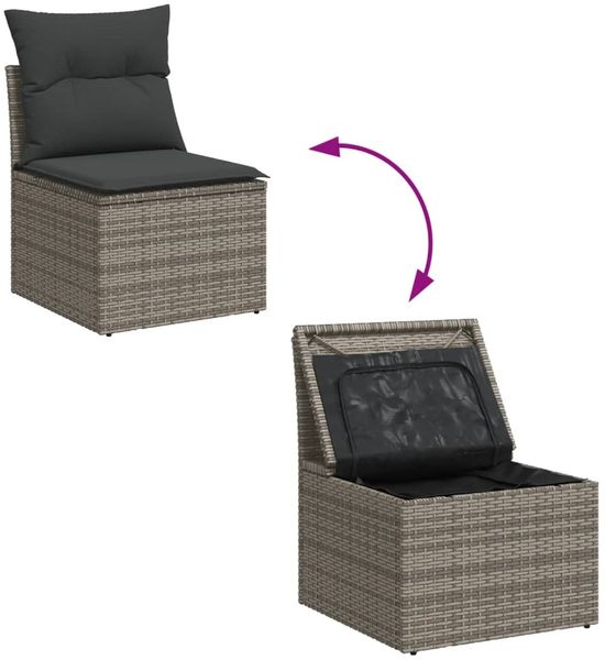 vidaXL 9-tlg. Garten-Sofagarnitur mit Kissen Grau Poly Rattan 3327168 Bild 9