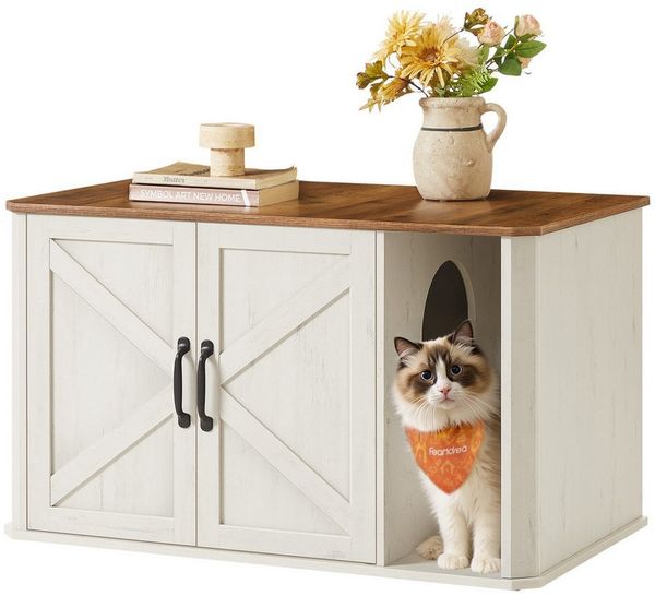 FEANDREA Katzentoilette Katzenhaus, Katzenklo-Schrank, Vordereingang mit Doppeltür