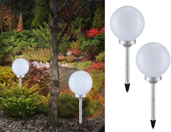 LED Solarkugeln Garten - 2er SET, Leuchtkugel Ø 30cm mit Erdspieß Bild 1