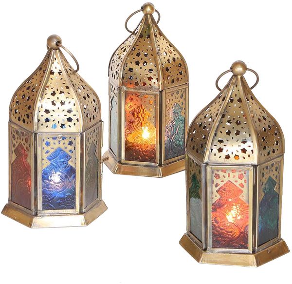 Orientalische Glas-Windlichter Nael Multifarbig 3er Set
