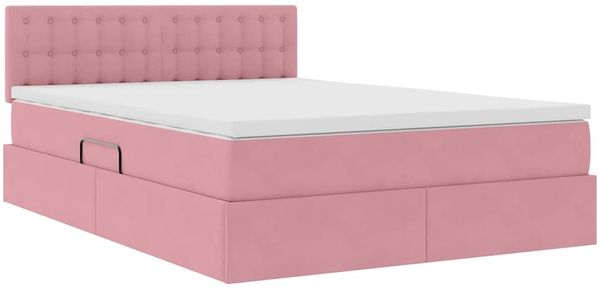 vidaXL LED-Speicherbett mit Matratze Rosa 140 x 190 cm Samt 3371516 Bild 6