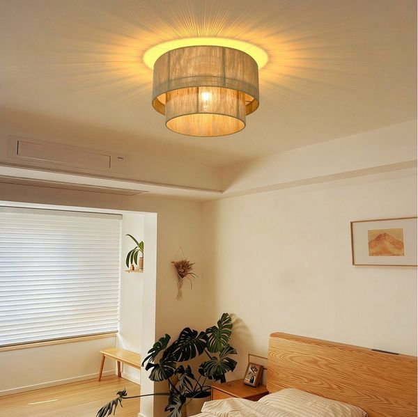 Nettlife Deckenleuchte Vintage Juteschnur Boho-Design Rustikale Pendelleuchte E27, ohne Leuchtmittel, für Wohnzimmer Schlafzimmer Küche oder Flur
