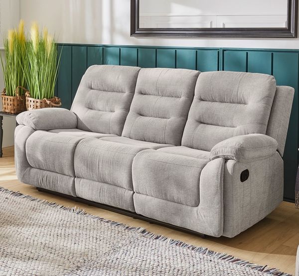 TV Sessel SYLT 3 Sitzer Couchgarnitur, Couch manuell verstellbar, Sofa in grau 444/19