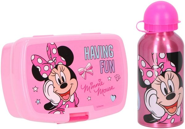 Disney Minnie Mouse Lunchpaket mit Lunchbox und 400 ml Trinkflasche für Kinder