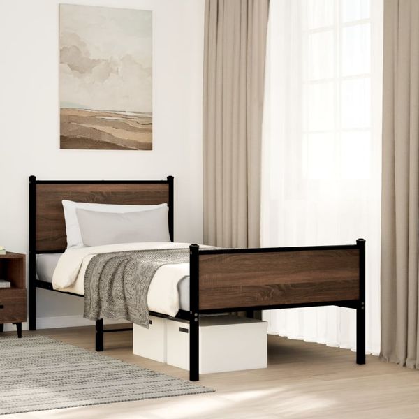 vidaXL Metallbett ohne Matratze Eichen-Optik 90x200 cm 4007951