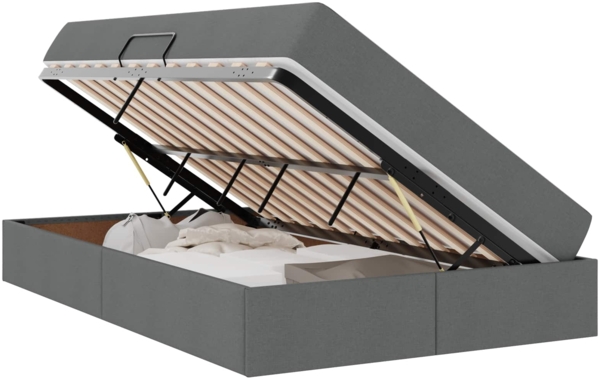vidaXL Aufbewahrungsbett mit Matratze Dunkelgrau 120x190 cm 3399647