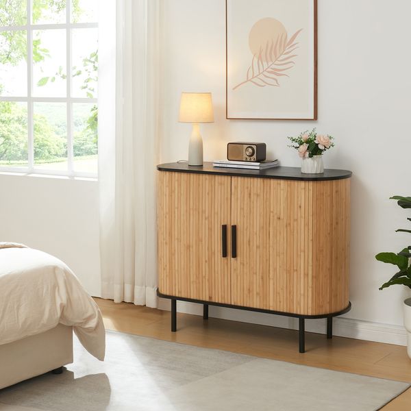 Kommode Tvedestrand 100x40x80 cm Schwarz/Natur [en. casa]