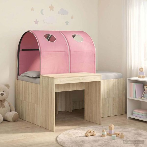 vidaXL Bett mit Tunnel 3 Stk. Artisian Eiche und Pink Holzwerkstoff 3423518