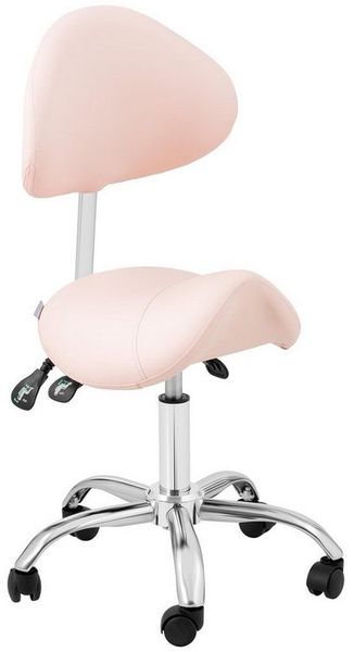Physa Drehstuhl Sattelstuhl Sattelhocker mit Lehne Rollhocker Rosa & Silbern