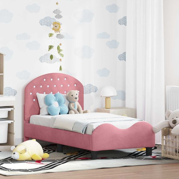 vidaXL Kinderbettgestell mit Kopfteil Rosa 70 x 140 cm Samt 42011102