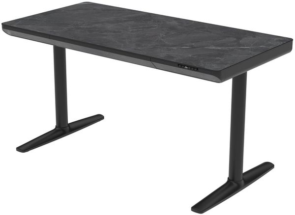 Novel 'THEA 2' Höhenverstellbarer Schreibtisch, Holznachbildung schwarz grau, 140 x 118 x 70 cm, mit Memoryfunktion und induktiver Ladestation