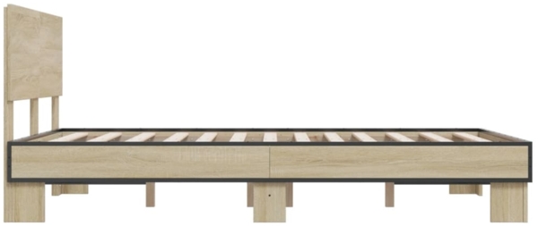 vidaXL Bettgestell Sonoma-Eiche 120x200 cm Holzwerkstoff und Metall 3280198 Bild 4