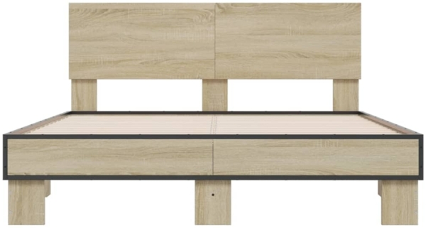 vidaXL Bettgestell Sonoma-Eiche 120x200 cm Holzwerkstoff und Metall 3280198 Bild 3