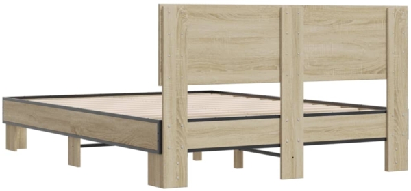 vidaXL Bettgestell Sonoma-Eiche 120x200 cm Holzwerkstoff und Metall 3280198 Bild 5