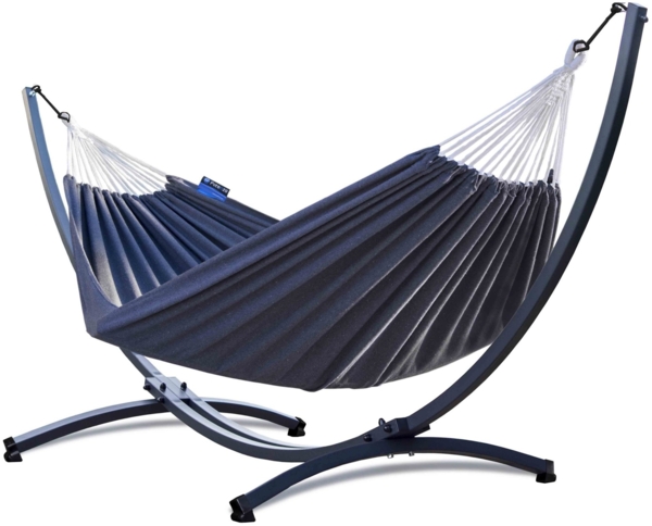 Potenza Hängematte mit Verzinkter Gestell – 220kg für 2 Personen I Hängematte- 220x160, 200kg I Cocoon XXL - Grau