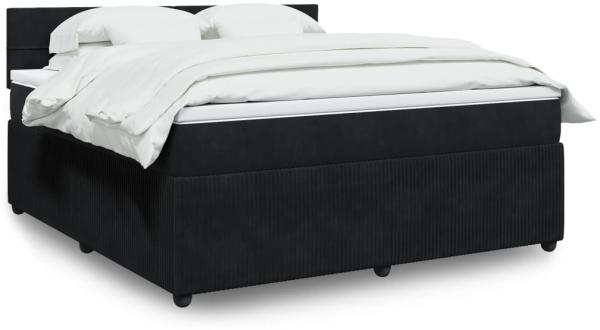 vidaXL Boxspringbett mit Matratze Schwarz 180x200 cm Samt 3290108