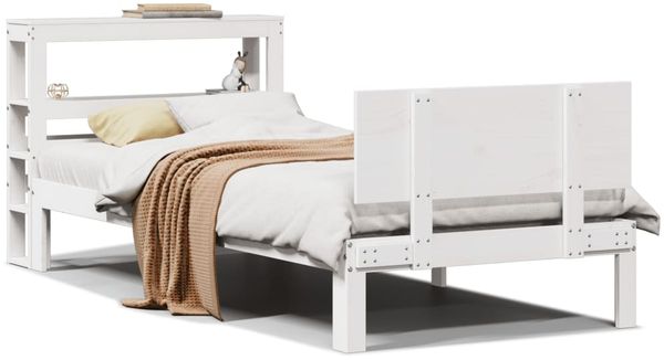 Einzelbettgestell Design für Erwachsene mit Kopfteil ohne Matratze Weiß 90x200 cm d3164e