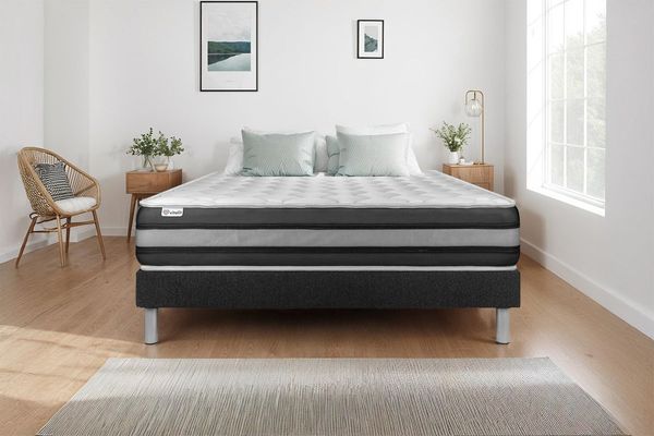 Matratzenset VITAL SPRING ZEN 140 x 200 cm Bettrahmen Kit schwarz
