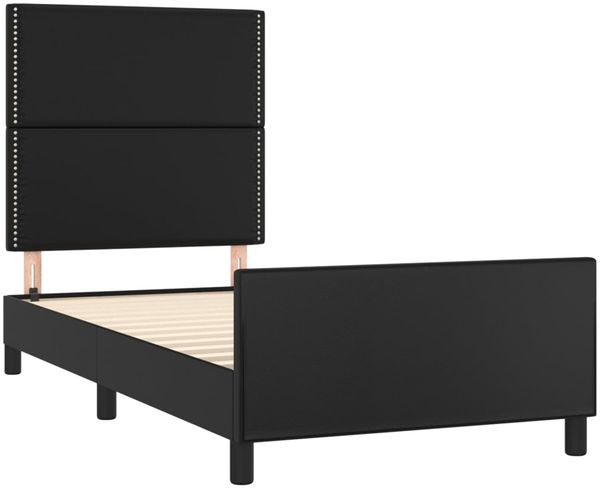 Einzelbettgestell Design für Erwachsene mit Kopfteil Schwarz 90x190 cm Kunstleder d3275e Bild 4