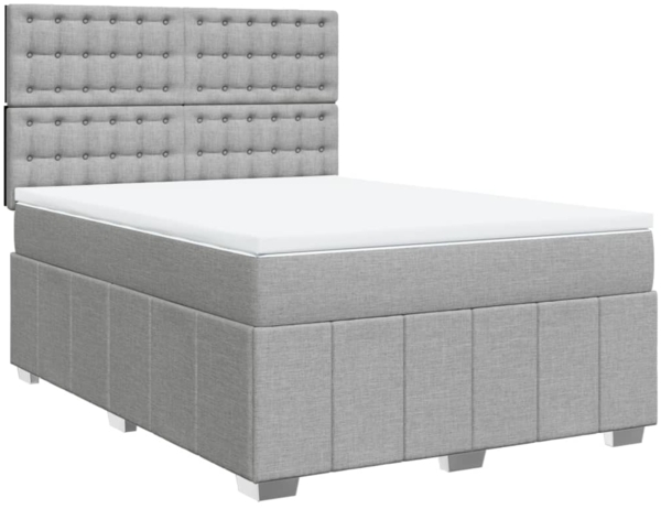 vidaXL Boxspringbett mit Matratze Hellgrau 140x200 cm Stoff 3291705