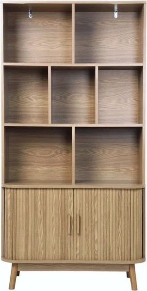 Casâme 'ERNEST' Bücherregal mit 2 Schiebetüren - H 157,5 cm - Helles Holz