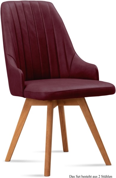 Esszimmerstuhl (2er-Set) Domka 52 x 91 x 60 Eiche geölt/Marsala