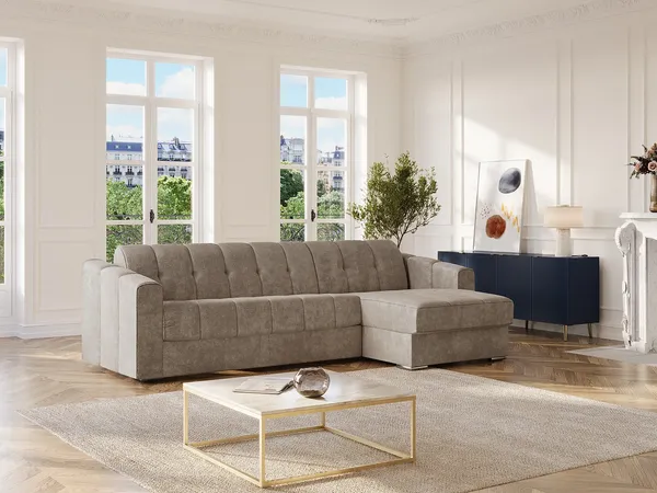Vente-unique - DARIELO Sofa Stoff Schokoladenbraun - B 223 cm152 cm x H 93 cm x L 295 cm
