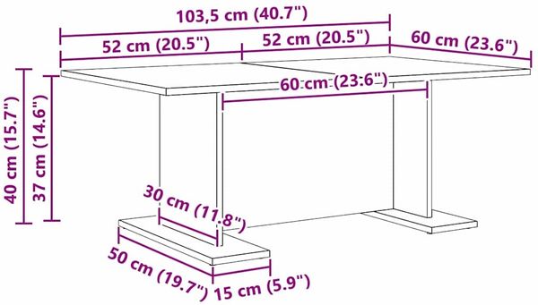vidaXL Couchtisch Schwarz Eichen-Optik 103.5 x 60 x 40 cm 875154 Bild 10