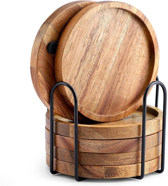 6er Set Untersetzer Holz Akazienhalter Glasuntersetzer Getränke Bar