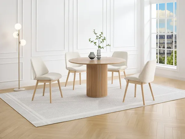 Vente-unique - LEYADA Stuhl Stoff Beige - B 56,5 cm x H 84 cm x L 50 cm
