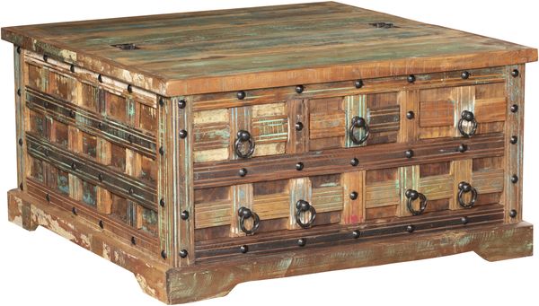 Couchtisch ODIN - Mangoholz Braun 47x90x90cm | Sofatisch Wohnzimmertisch