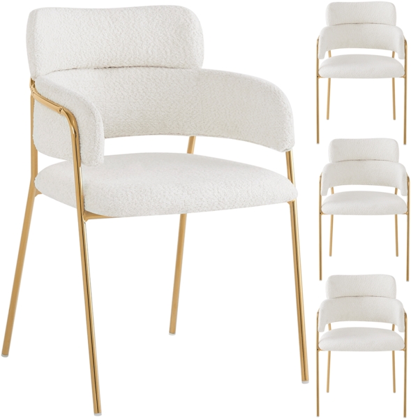 Merax Esszimmerstuhl (4 st) , 4er-set Esszimmerstuhl mit goldenen Beinen, Stühle für wohnzimmer esszimmer schlafzimmer, Beige