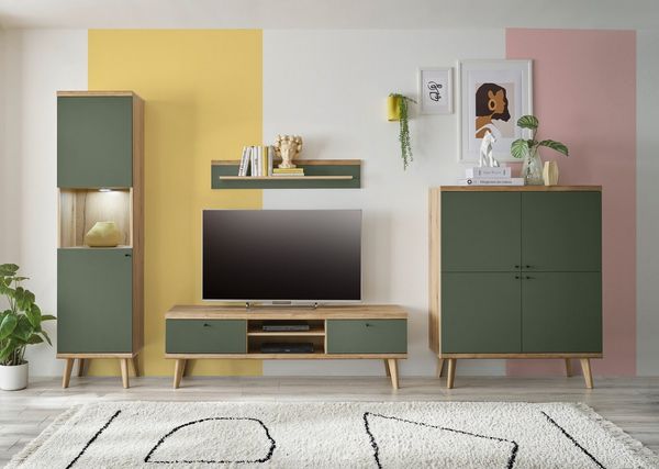 INOSIGN Wohnwand MAVAS, (Set, 4-St), in moderner Trendfarbe, Griffe aus Metall (Schwarz), Breite 337 cm
