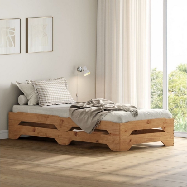 IDIMEX Funktionsbett RONNY, Gästebett aus Massivholz stapelbar eiche farben