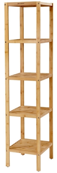 Songmics Badezimmer-Regal mit 5 Etagen, Bambus natur, 33 x 33 x 146 cm