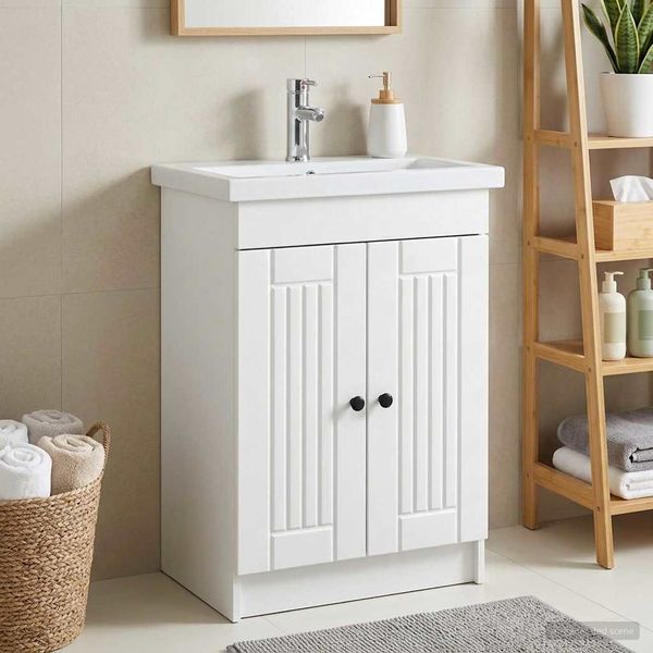 vidaXL Unter dem Waschbecken Badschrank Weiß 56 x 37,5 x 81 cm 890034
