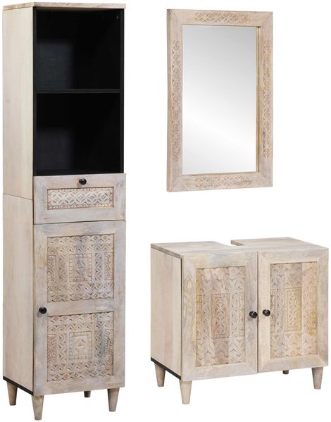 vidaXL Badezimmermöbel-Set mit Schubladen 3 pcs Weiß Holzwerkstoff 3310073