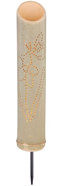 LED Solar-Steckleuchte, Bambus, Dekor-Stanzungen, H 49,5 cm