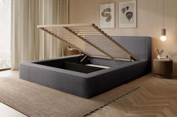 Polsterbett Doppelbett OMAHA 140x200cm Komplettset Stoff Euphoria Dunkelgrau Bild 3