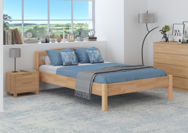 Überlanges Doppelbett Echtholzbett Buche 140x220 Holzbett Zubehör wählbar V-60.73-14-220ohne Zubehör Bild 2