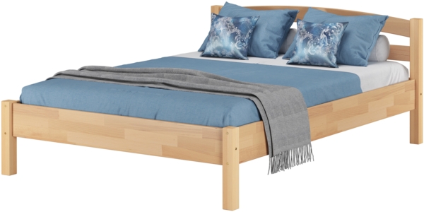 Überlanges Doppelbett Echtholzbett Buche 140x220 Holzbett Zubehör wählbar V-60.73-14-220ohne Zubehör Bild 1