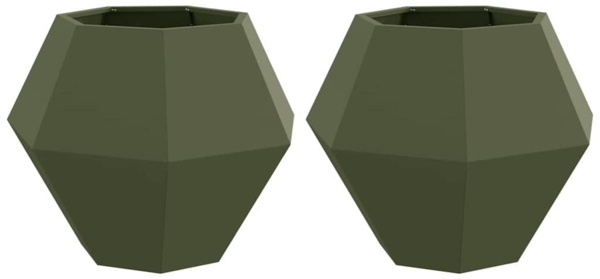 vidaXL Pflanzkübel 2 pcs Olive Grün 75 x 75 x 60 cm Stahl 884045 Bild 1