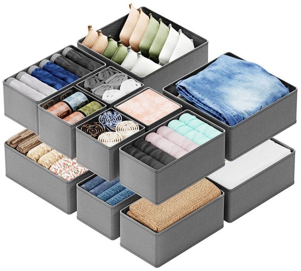 SpaceAid Auflagenbox 12 er Schubladen Organizer (Unterwäsche Organizer), Faltbare Aufbewahrungsbox Stoff