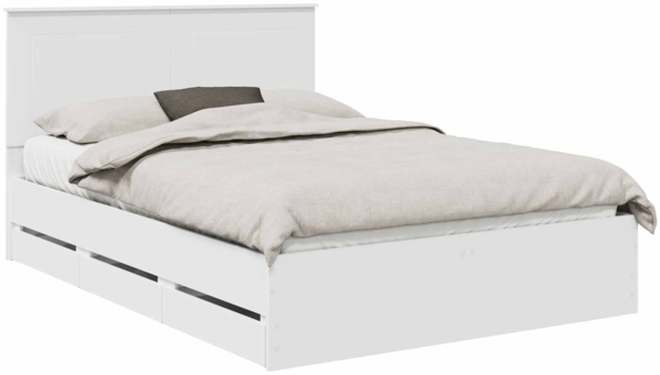 vidaXL Bettrahmen mit Schubladen Weiß 140 x 200 cm Ingenieurs Holz 3409461